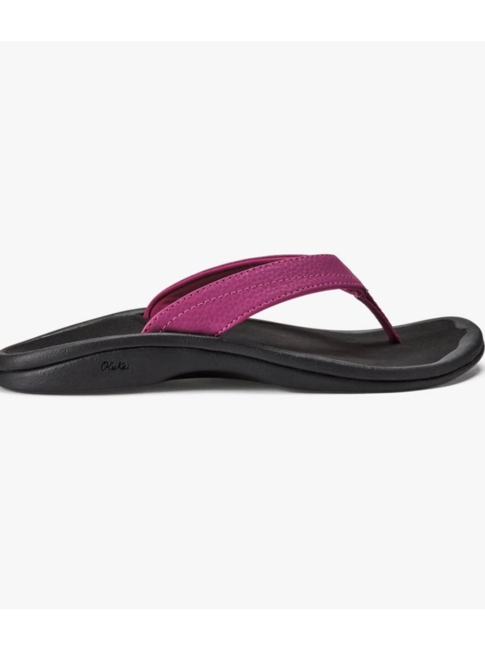 OluKai Women's Flip Flop Sandal in Black and Orchid